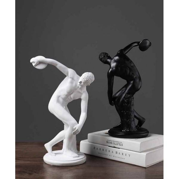Man Athlete Sculpture statue to decorate home office desk with two colors white and black