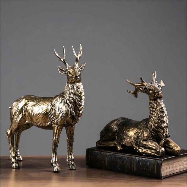 Crafts couple deer European style living room home decoration deer Sculpture.