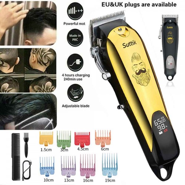 Salon hair trimmer professional with adjustable blade and LCD display chargeable