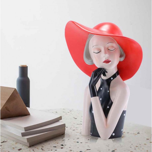 Decorative art craft for a modern girl with a hat to decorate home and office