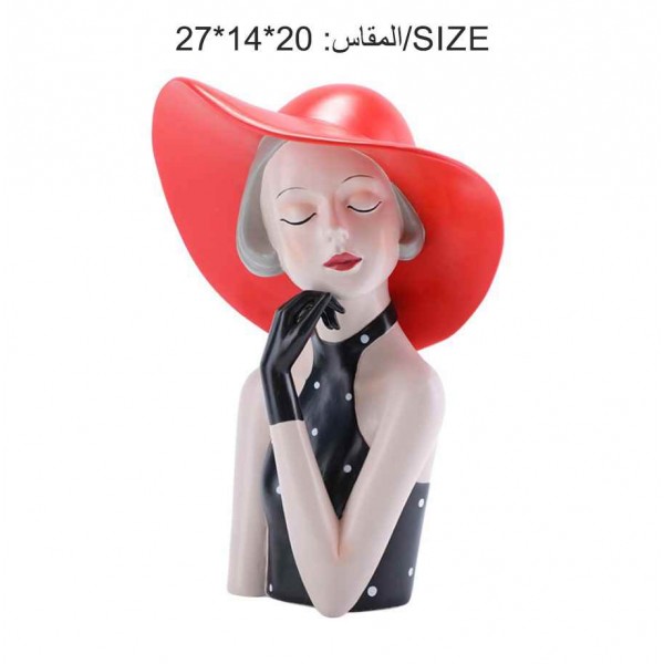 Decorative art craft for a modern girl with a hat to decorate home and office