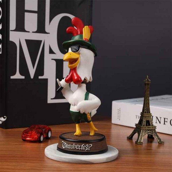 Quality resin rooster chicken with microphone for office home living room decoration