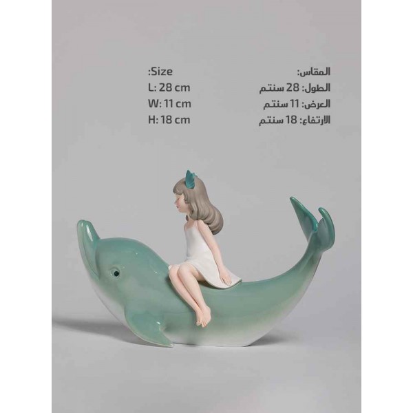 Decorative Hand-Craft Mermaid Girl with dolphin and Plate Artwork To Decorate House