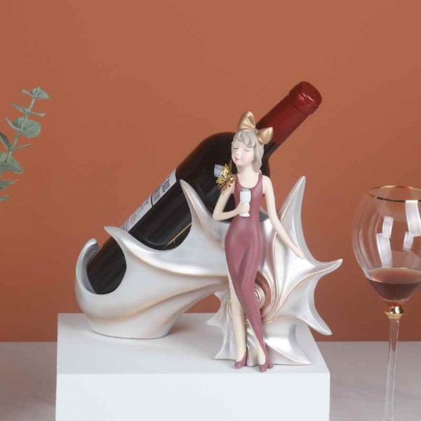Hand-made craft girl glass holder or bottle stand for home & restaurant decoration