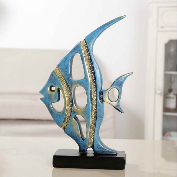 Hand-made decoration ocean fish in blue and white to decorate office or home
