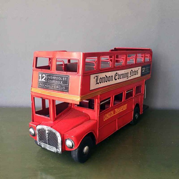 Old style iron-made handmade london bus iron model decorative craft for office and home