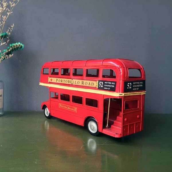 Old style iron-made handmade london with roof bus iron model decorative craft