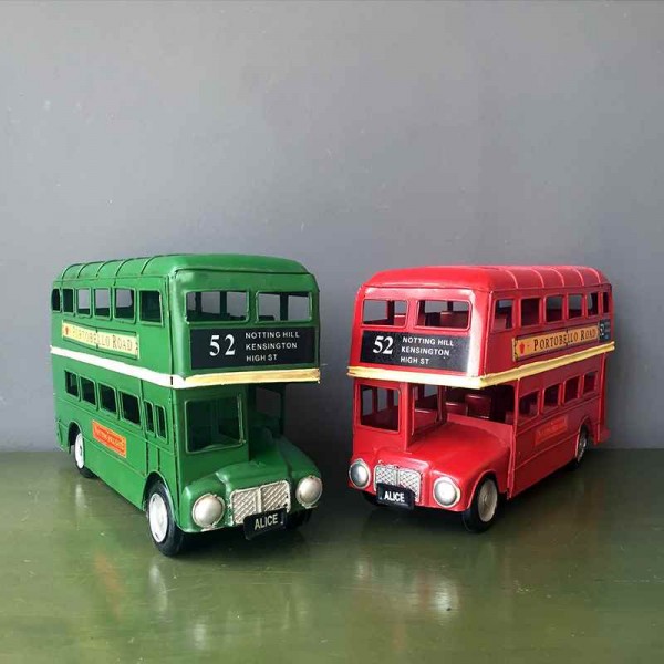 Old style iron-made handmade london with roof bus iron model decorative craft