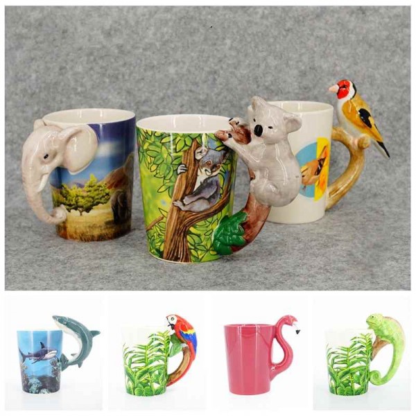 Creative ceramic cups with animal shapes animal shaped mugs