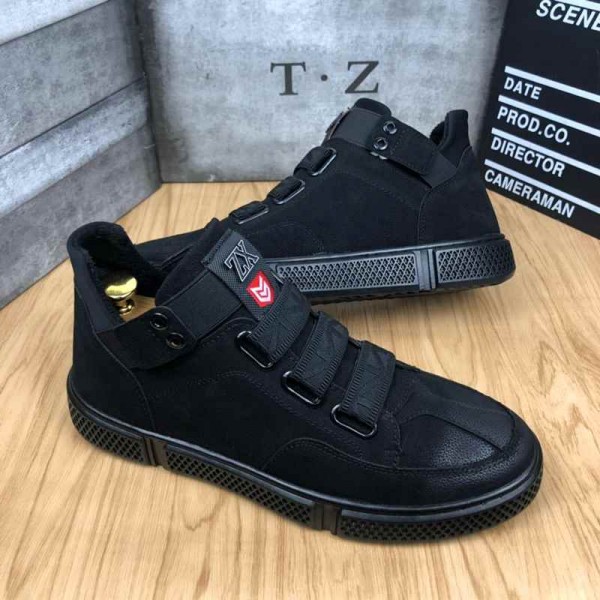 Men's casual shoes faux leather black color footwear 