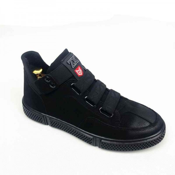 Men's casual shoes faux leather black color footwear 