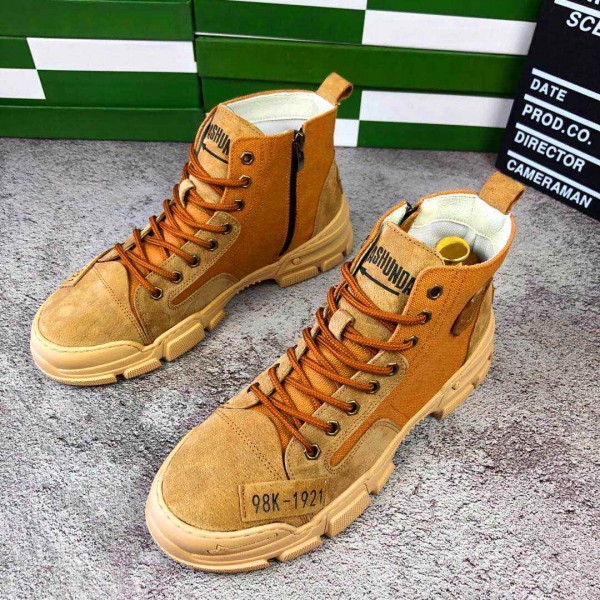 Men's high-heel casual shoes leather boots
