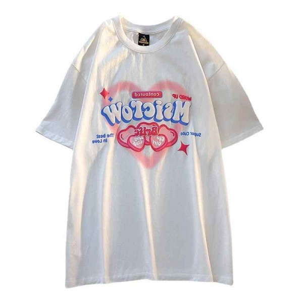 Women T-Shirt Short-Sleeve Casual Printed hearts Design