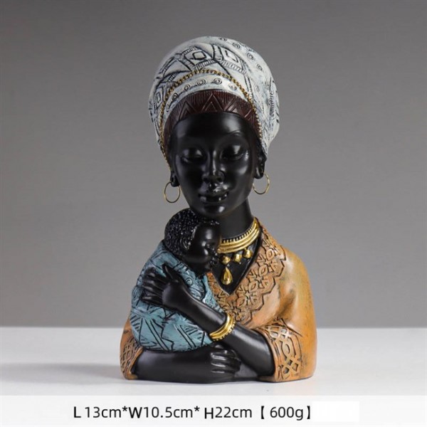 Resin African Beauty Woman carrying baby Statue Sculptures craft Home Decorations DCG046