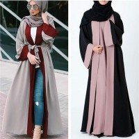 Long arabic women's thobe with waist tie in two colors