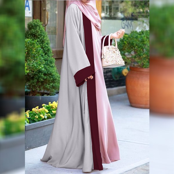 Long arabic women's thobe with waist tie in two colors