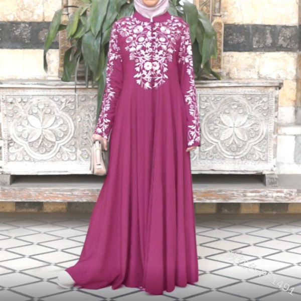 Arab women's long abaya printed in four colors arag010
