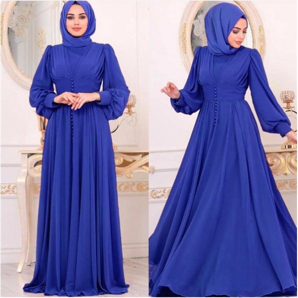 Arab women's long abaya long-sleeved chiffon dress arag011