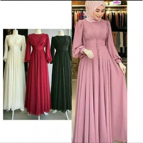 Arab women's long abaya long-sleeved chiffon dress arag011