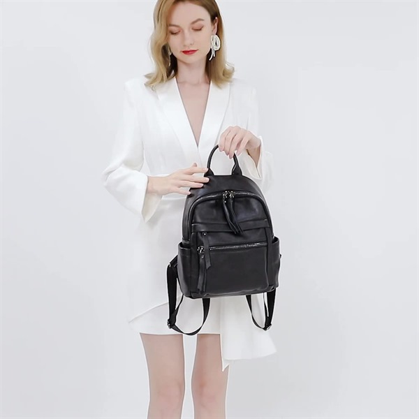 Women's Fashion Small Backpack Large Capacity Black Color
