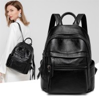 Women's Fashion Small Backpack Large Capacity Black Color