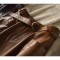 PU Leather high waist skirt, thin and sagging mid-length pu Brown color skirt