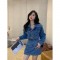 women's Korean style jeans short skirt dress long sleeve-2