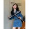 women's Korean style jeans short skirt dress long sleeve-2