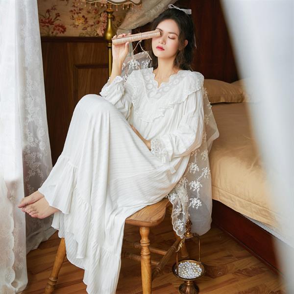Long-sleeved nightdress women's long dress long pajamas