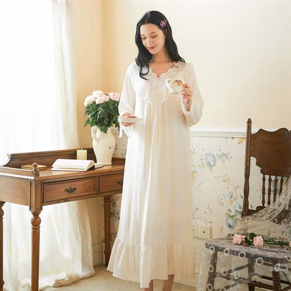 Long-sleeved nightdress women's long dress long pajamas