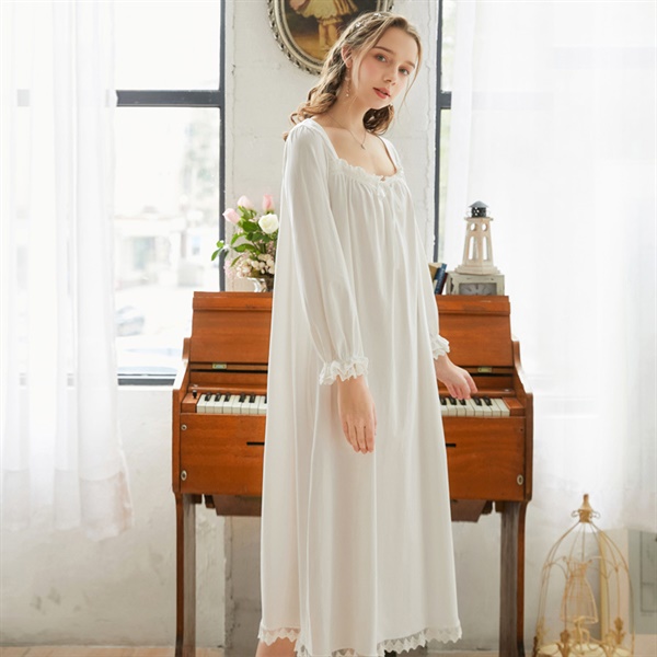 Long-sleeved nightdress women's long dress long pajamas wfwc018