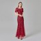 Women short sleeves embroidered slim evening dress wfwc027