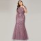 Women short sleeves embroidered slim evening dress wfwc027