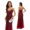 Women sleeveless V-neck shiny slim evening dress wfwc033