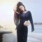 Women open long sleeves shiny slim evening dress wfwc035