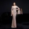 Women open long sleeves shiny slim evening dress wfwc038
