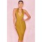 V-neck open-chested elastic tight-fitting hip bandage dress mid-length dress wfwc048