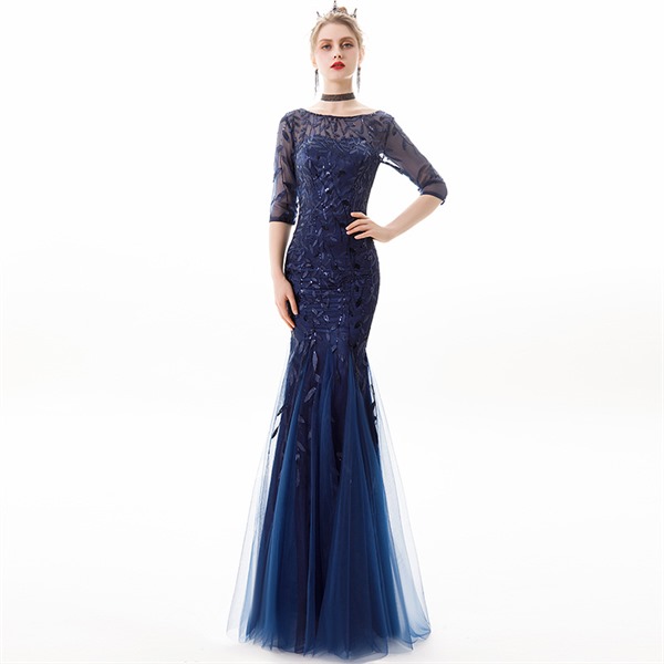 Women evening dress fishtail design long dress WFWC058