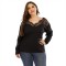 large size women's V backless lace T-shirt  long sleeves WFWC061