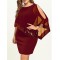 Plus-size chiffon dress women's  bat sleeves  high-end skirt WFWC062