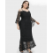Plus-size lace mesh elegant long dress WFWC065