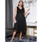 Women's Plus Size V Neck Sleeveless Contrast Mesh Evening Midi Dress WFWC066