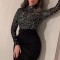 Women's Sexy Sequins Maxi Elegant high Neck Long Sleeve Glitter Dresses WFWC070