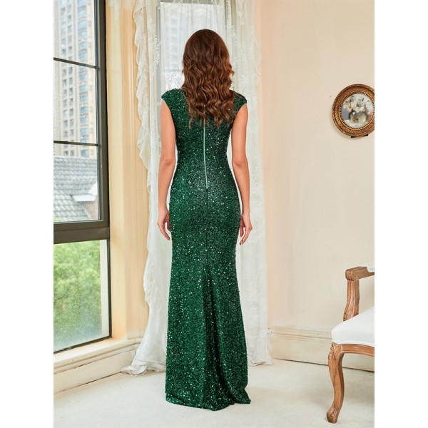 Women evening ladies bright long dress in green colors wfwc072