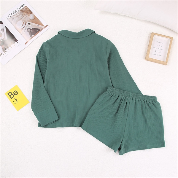 Long-sleeve short suit nightgown blouse with pants pajamas home wear wfwc075