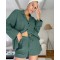 Long-sleeve short suit nightgown blouse with pants pajamas home wear wfwc075