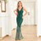 Women's evening dress embroidered with sequins, sleeveless, slim, green, long fishtail shape wfwc082