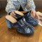 Women's Blue denim jeans cloth sandal and slipper outdoor wear high heels WFWS003