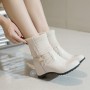 Women's Winter boots British style hidden high-heels thick-heel shoes boots WFWS015